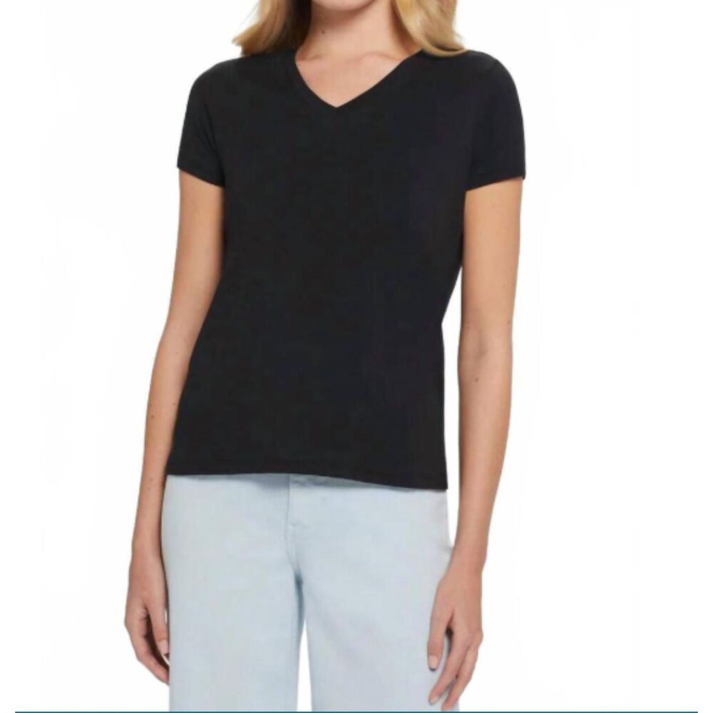 Goldie Lewinter Black Short Sleeve V-Neck Tee Women's XS